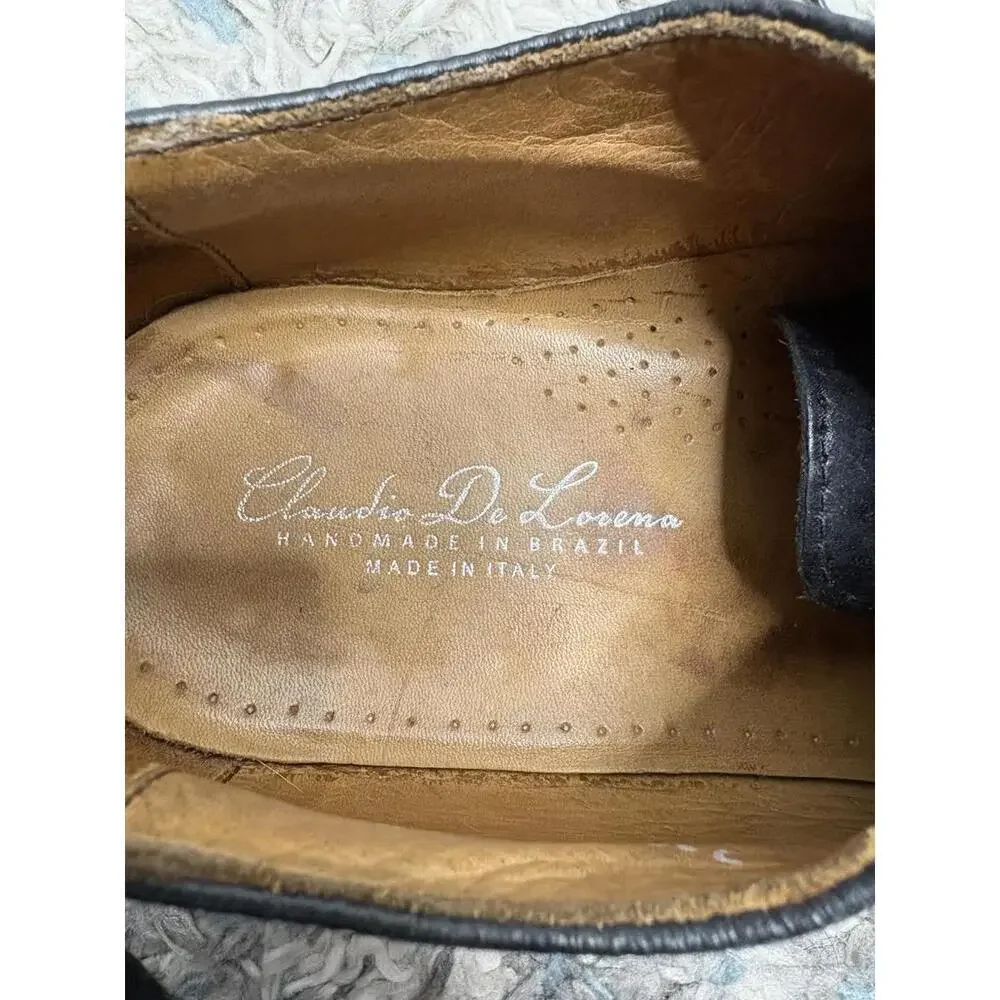 Claudio De Lorena Shoes Mens 11 Handmade In Brazil Black Leather Office Business